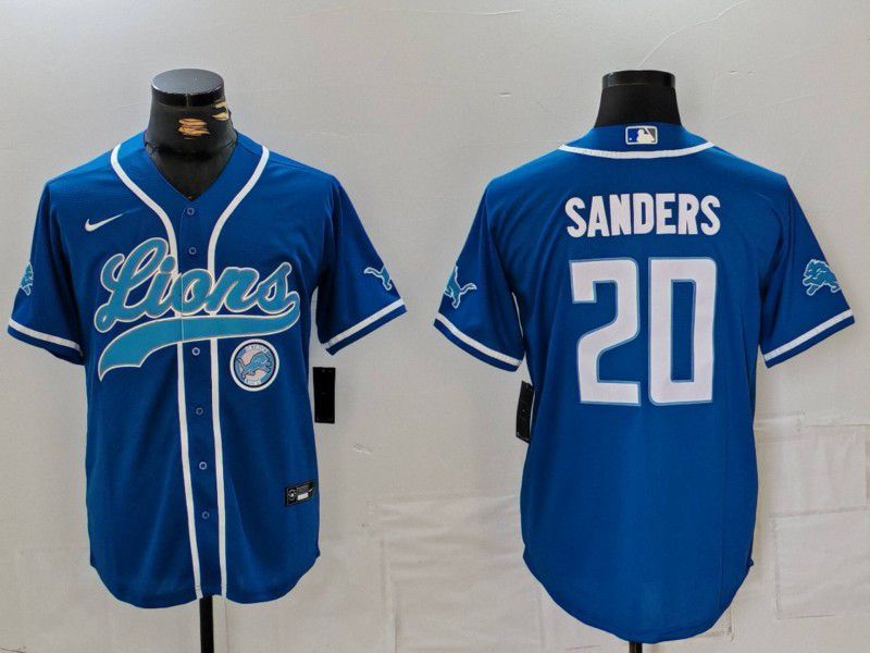 Men Detroit Lions #20 Sanders Blue Second generation joint name 2024 Nike Limited NFL Jersey style 5->detroit lions->NFL Jersey